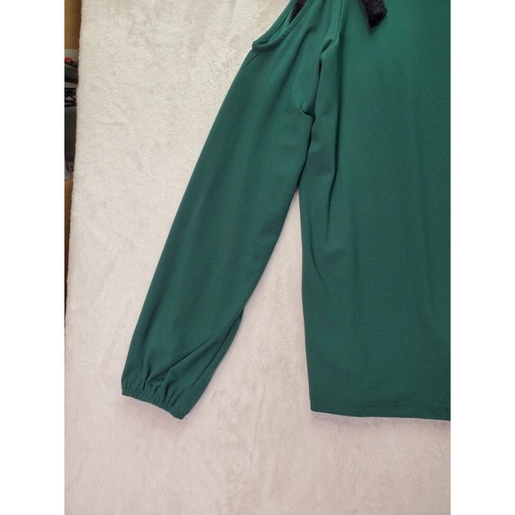 INC International Concepts Blouse Top Womens Size XS Green Cold Shoulder Sleeve - Picture 6 of 12